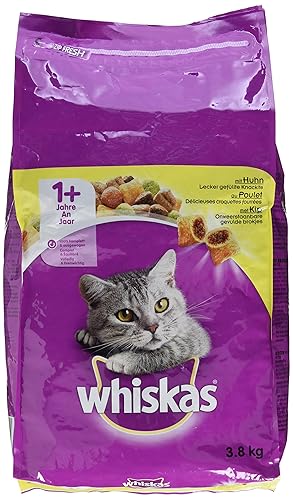 Whiskas - Croquettes +1 au Poulet pour Chat - 3,8Kg