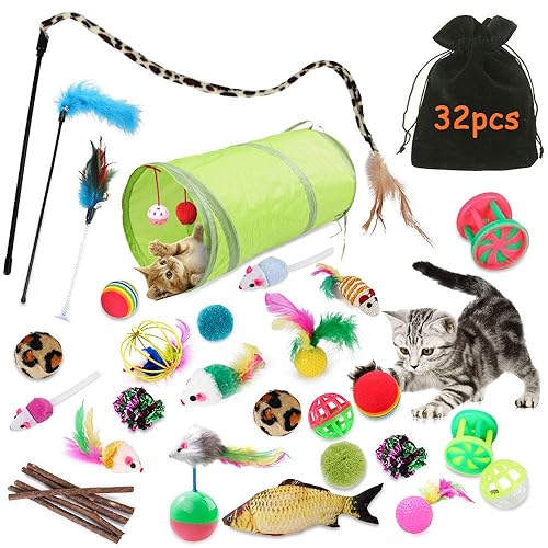 TOPSEAS Kit Jouet Chats Animaux Domestiques Toys pour Chaton Minou,Jouet