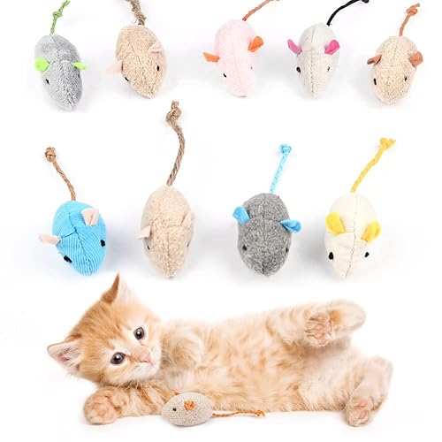 Adiwo Catnip Jouets Souris, 9pcs Teeth Cleaning Jouet Interactif à